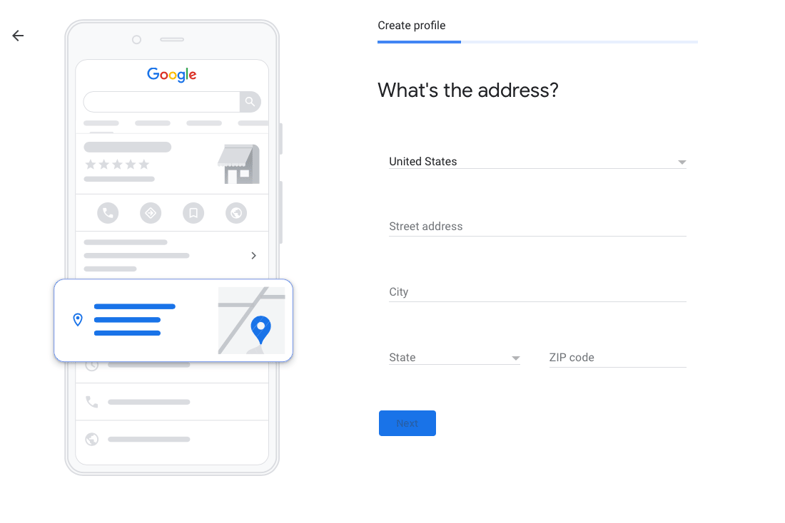 Address ScreenShot of Google My Business Profile Setup